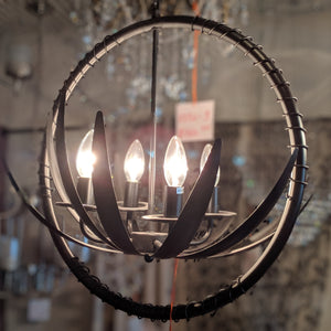 Contemporary Round Vintage Metal Hanging Light